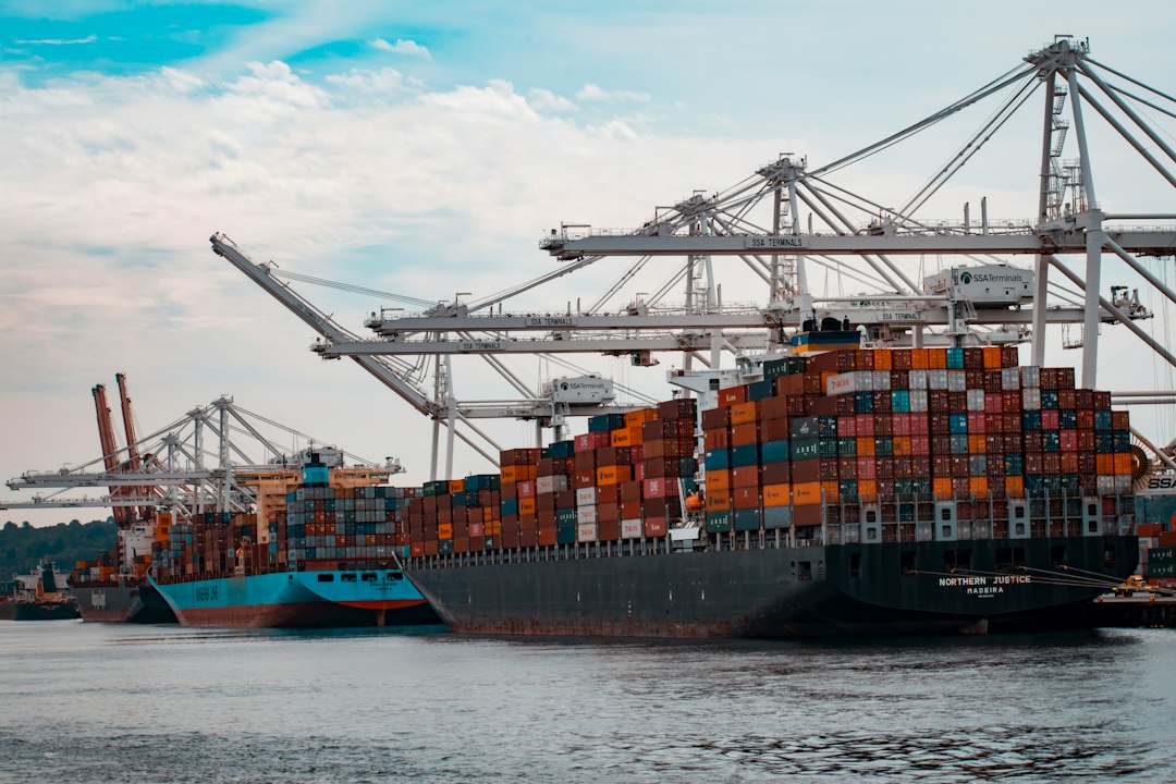 Containerschepen afgemeerd in de haven